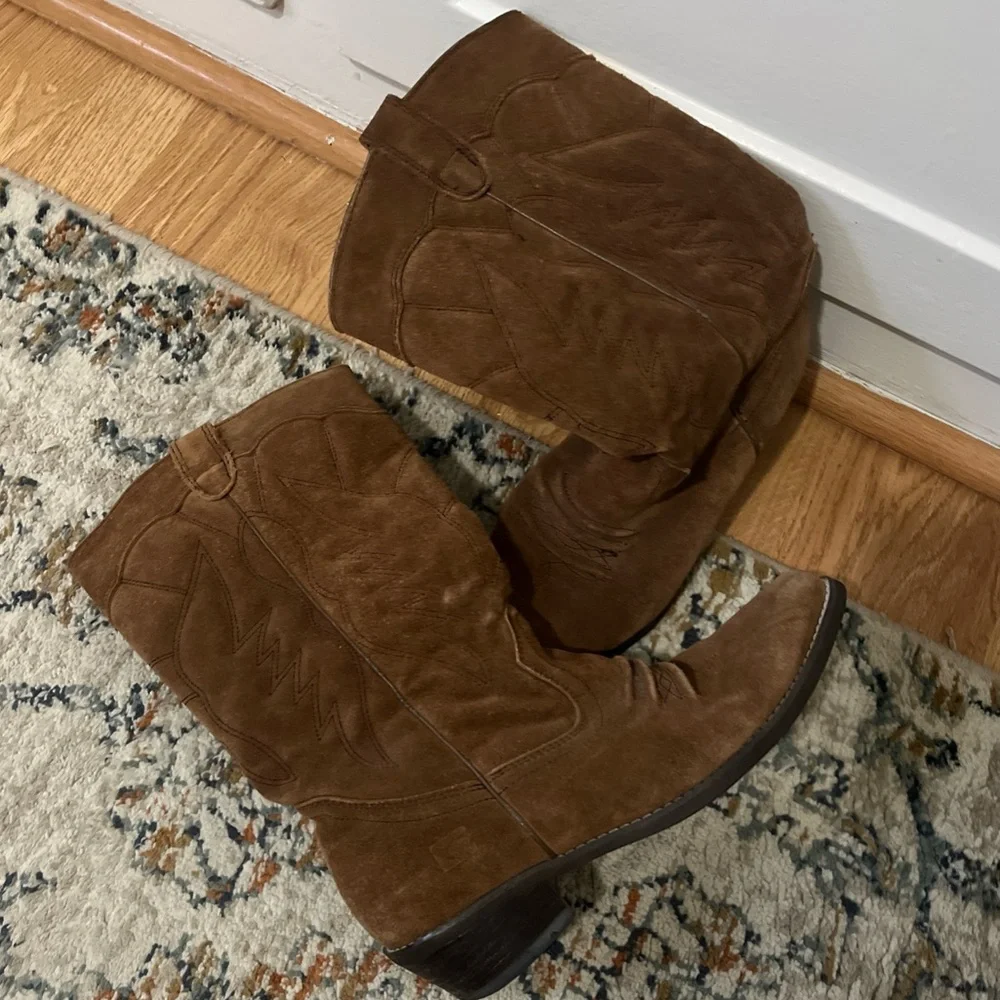 Roxy “Giddy Up” Brown Cowboy Boots – Leather Upper, Suede-Look Size 8 1/2 - Picture 5 of 8